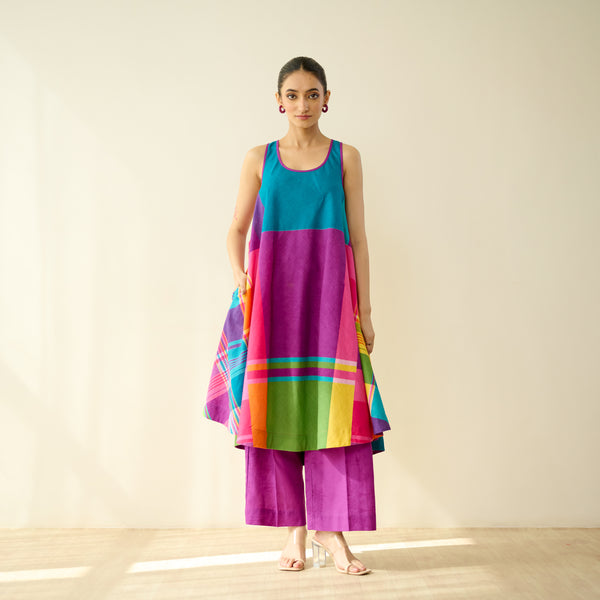 Mosaic Mood Pure Slub Cotton Kurta Set - Multicolour