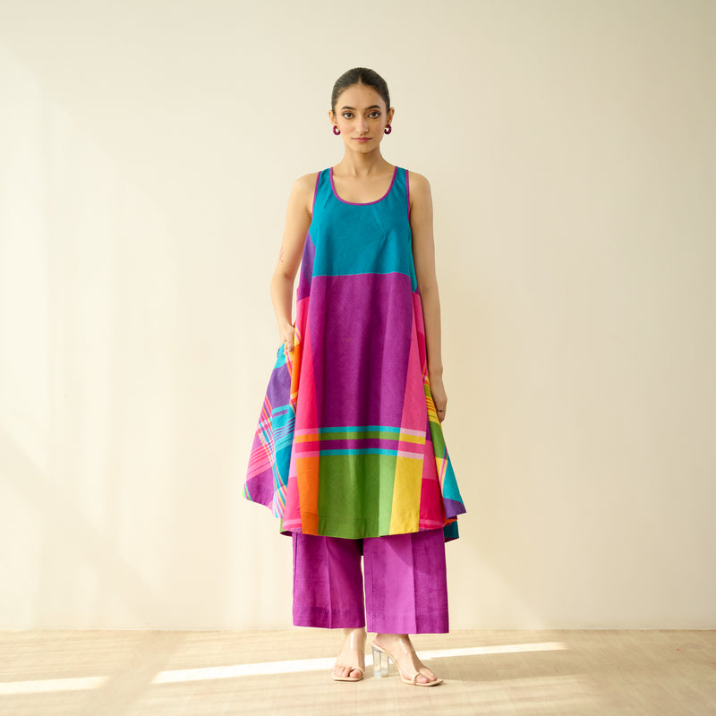 Mosaic Mood Pure Slub Cotton Kurta Set - Multicolour