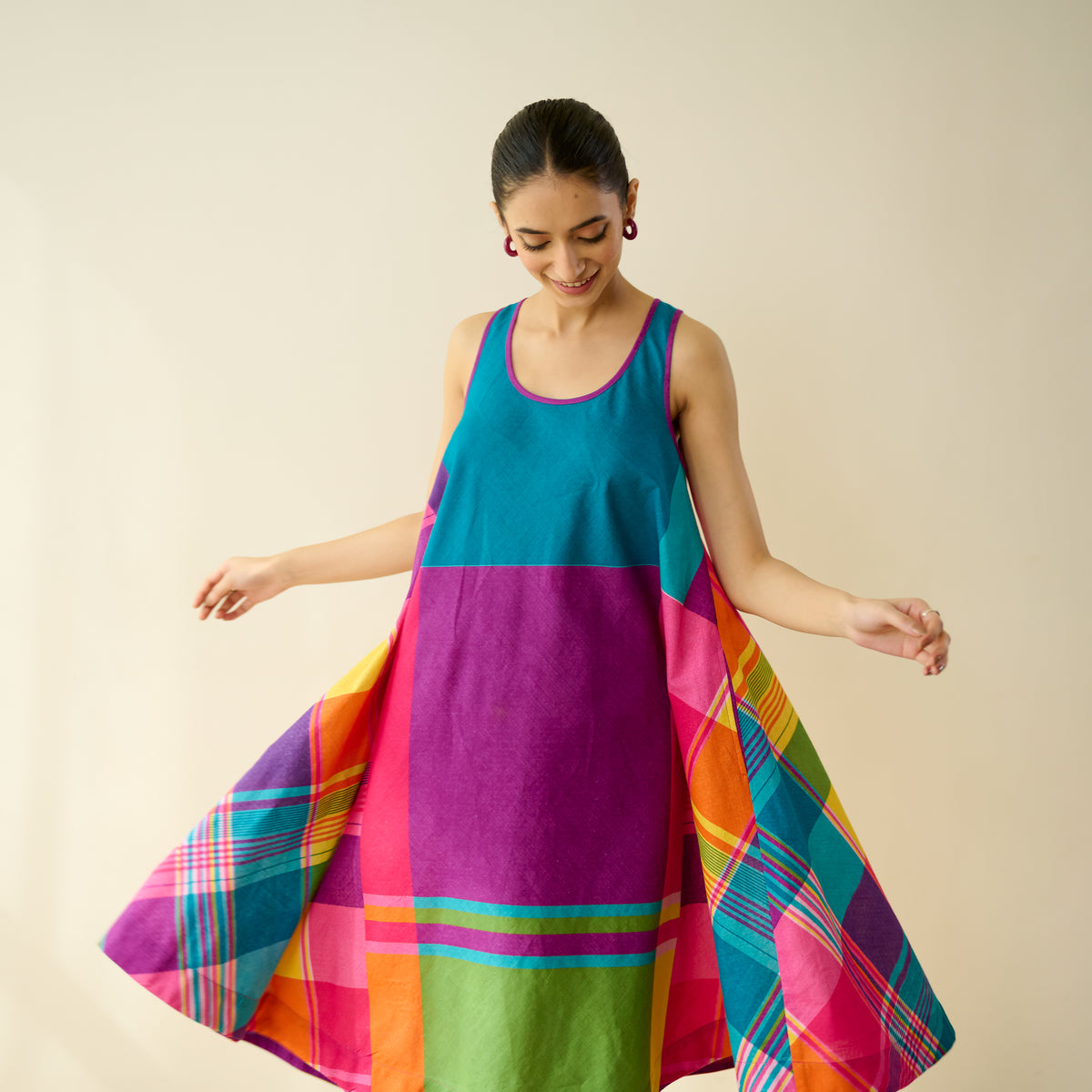 Mosaic Mood Pure Slub Cotton Kurta Set - Multicolour