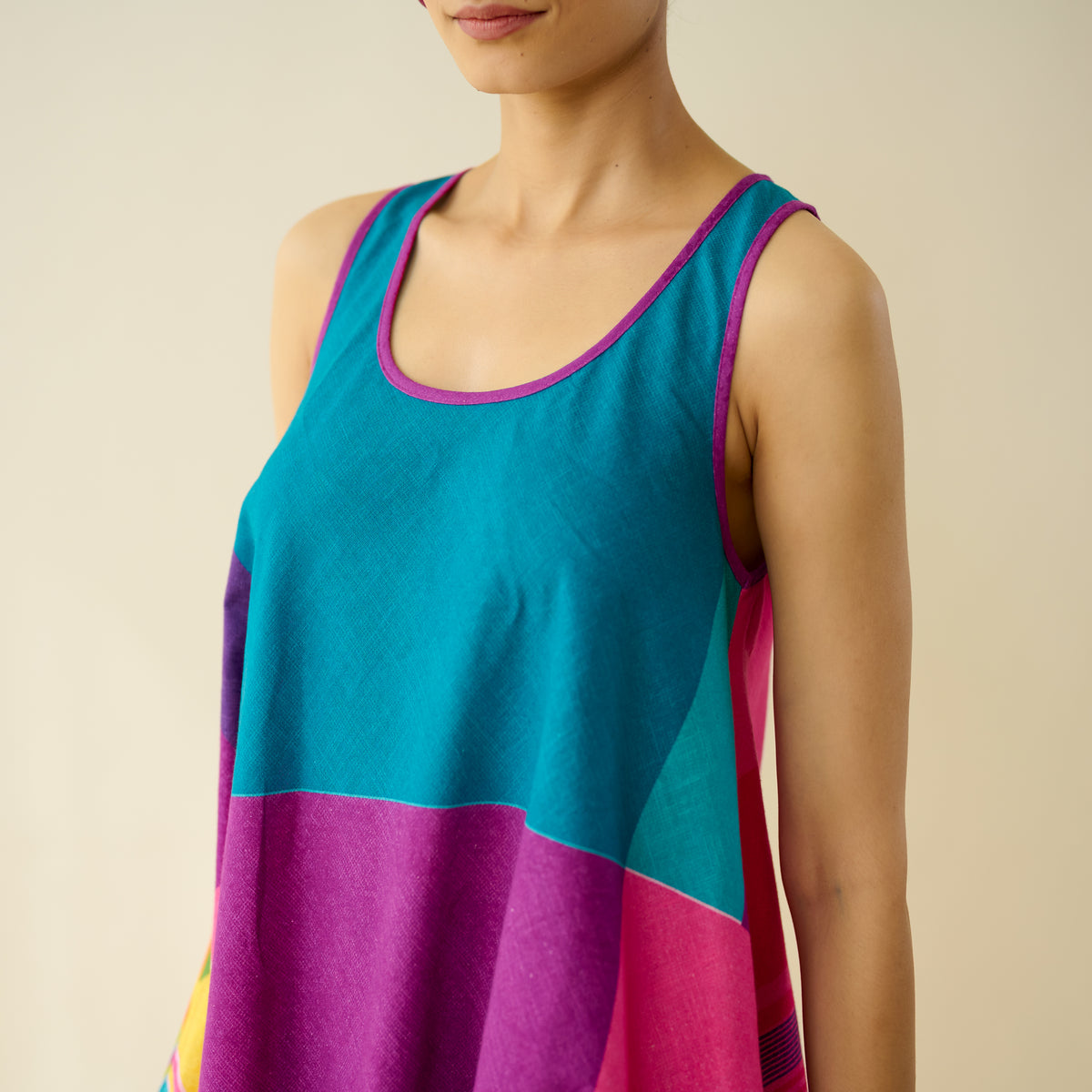 Mosaic Mood Pure Slub Cotton Kurta Set - Multicolour