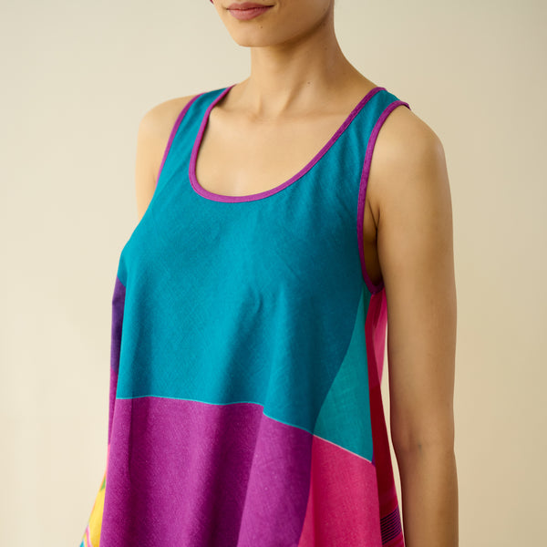 Mosaic Mood Pure Slub Cotton Kurta Set - Multicolour