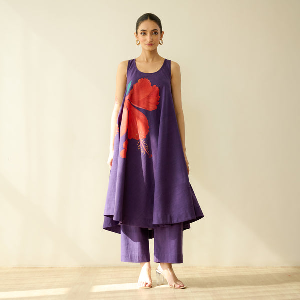 RO Signature Pure Slub Cotton Kurta Set - Violet