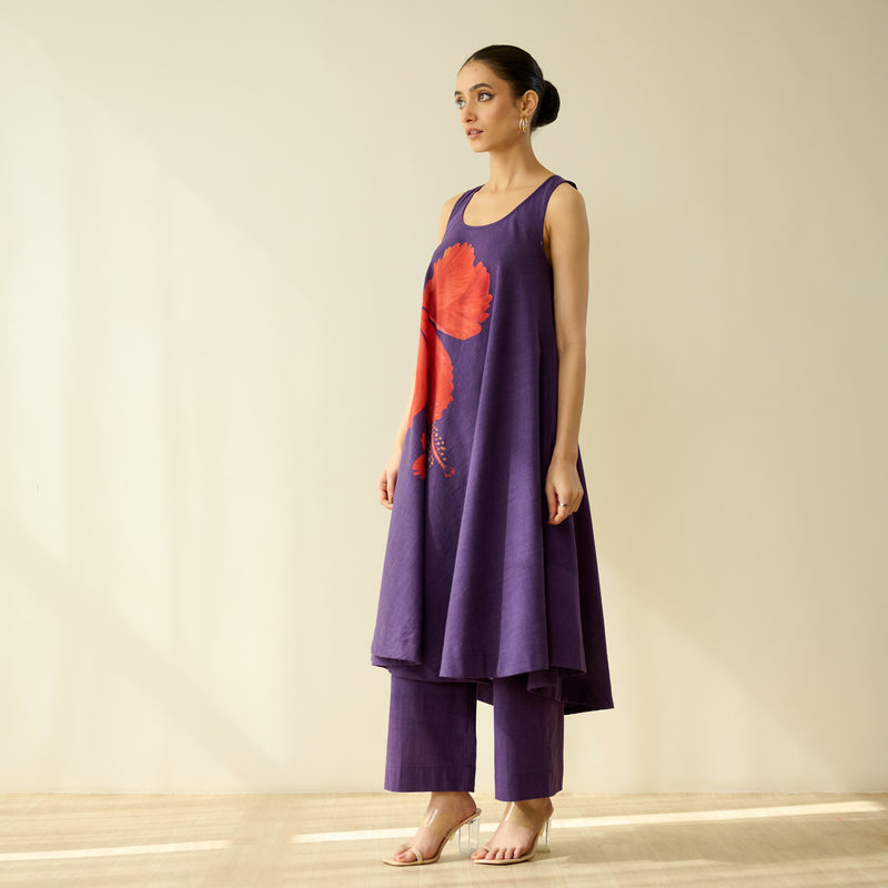 RO Signature Pure Slub Cotton Kurta Set - Violet