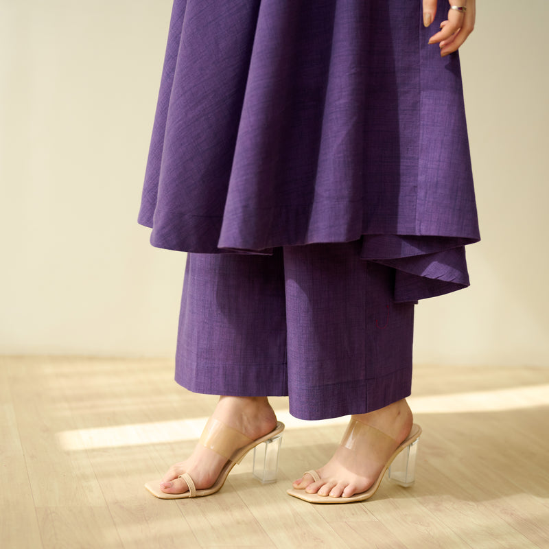 RO Signature Pure Slub Cotton Kurta Set - Violet