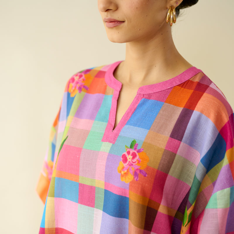 Galleria Pure Slub Cotton Kurta - Multicolour
