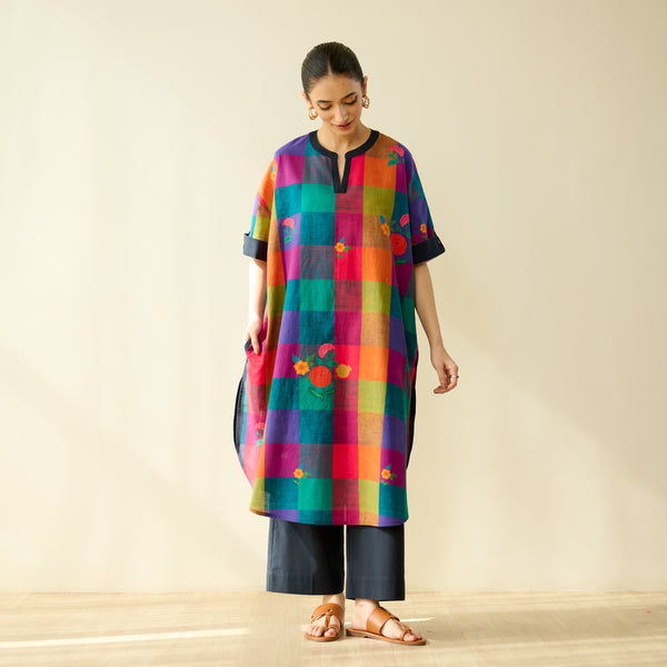 Echo Pure Slub Cotton Kurta - Black