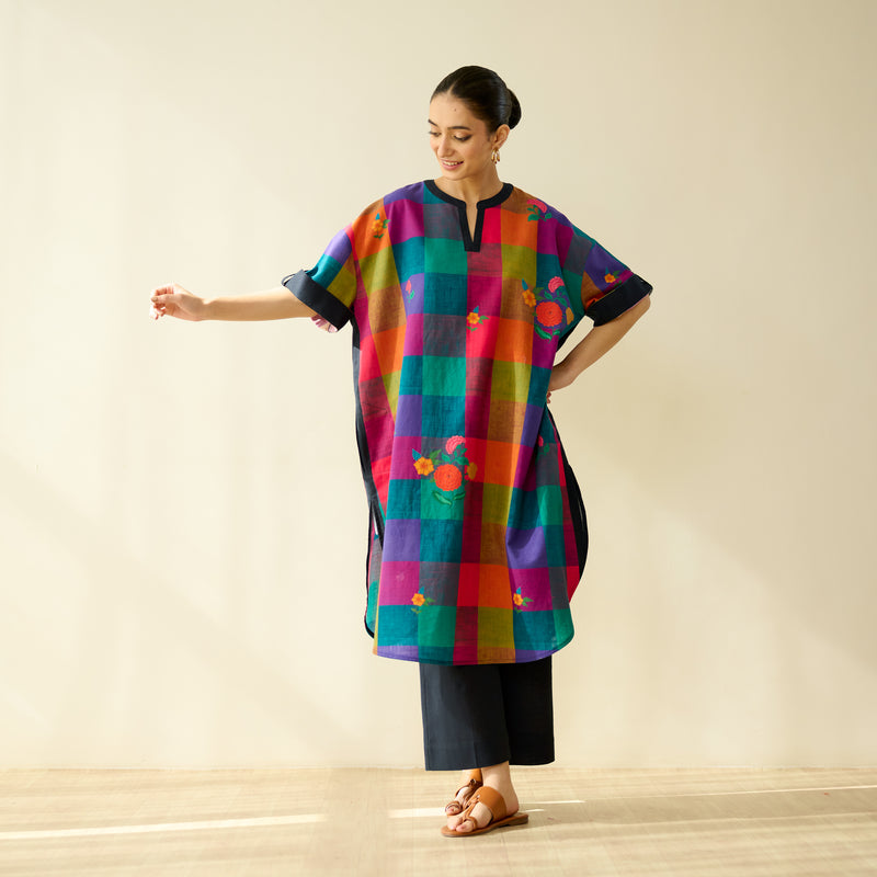 Echo Pure Slub Cotton Kurta - Black