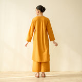 Ikatra Pure Slub Cotton Kurta Set - Mustard