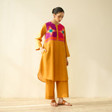 Ikatra Pure Slub Cotton Kurta Set - Mustard