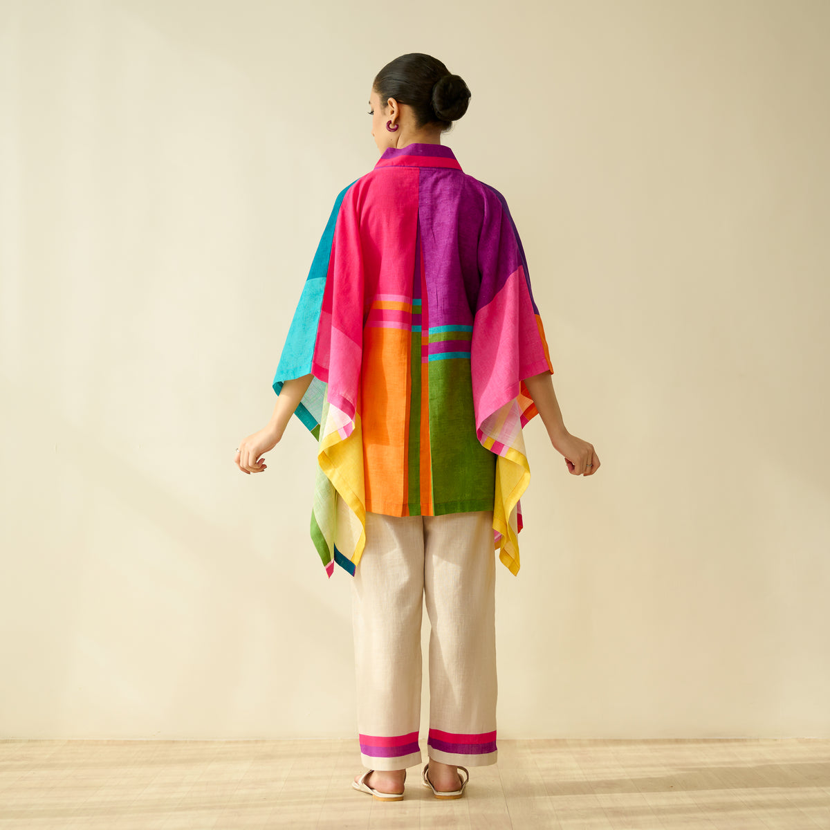 Twirlpop Pure Slub Cotton Kaftan Co-ord Set - Multicolour