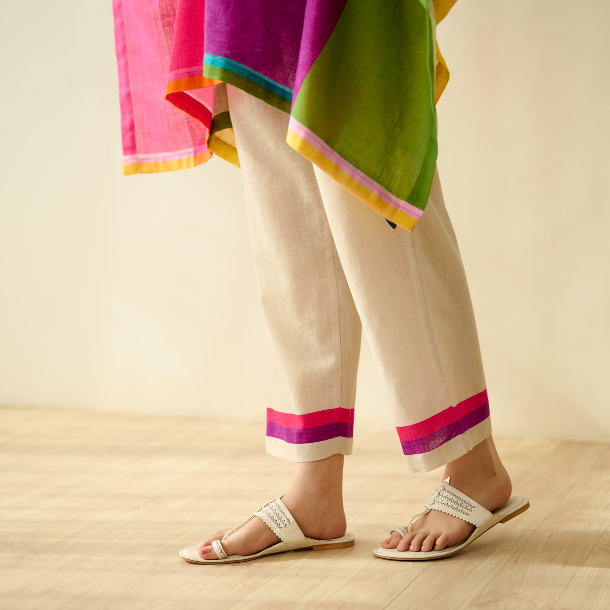 Twirlpop Pure Slub Cotton Kaftan Co-ord Set - Multicolour