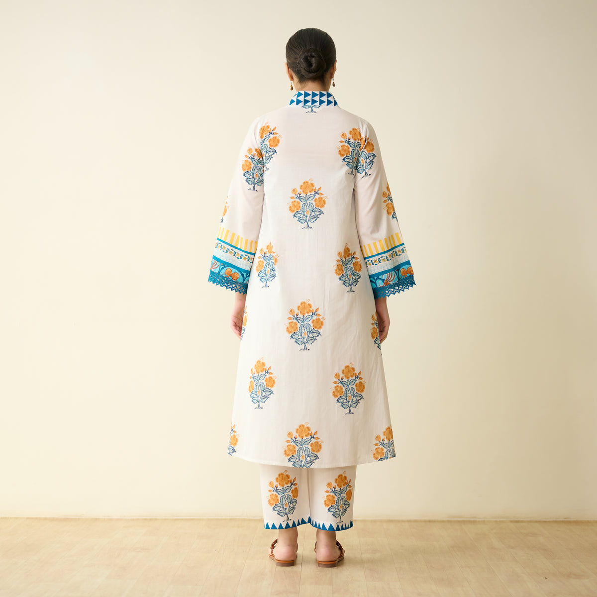 Bagh Bahaar Mulmul Cotton Kurta Set - Golden Yellow
