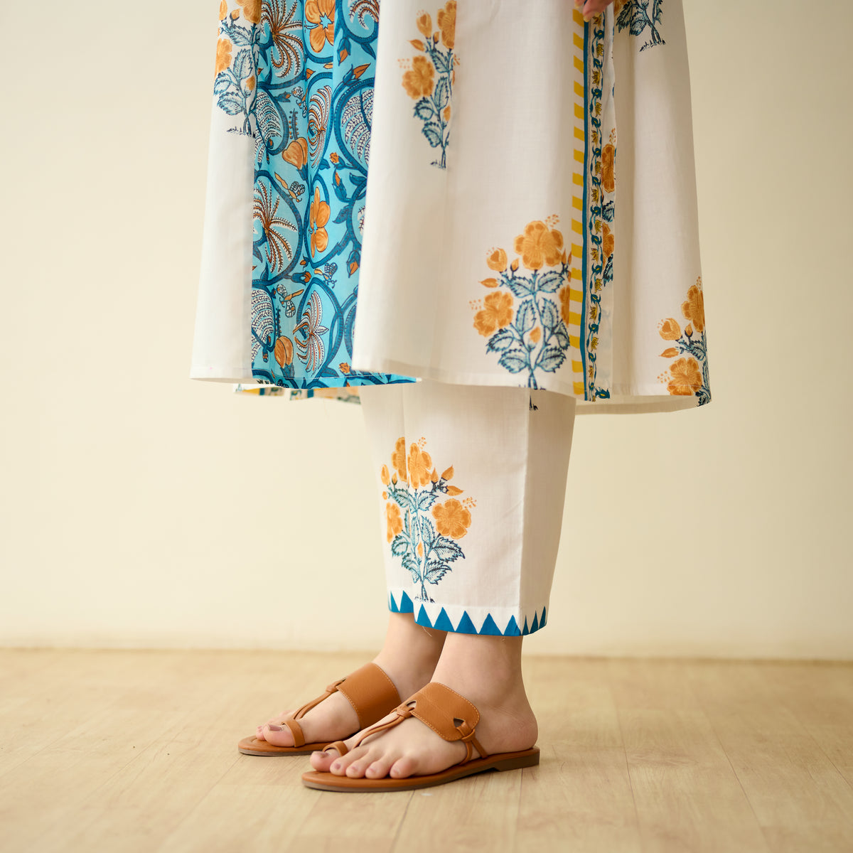 Bagh Bahaar Mulmul Cotton Kurta Set - Golden Yellow