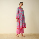 Meera Mulmul Cotton Kurta Set - Sky Blue