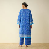 Meera Mulmul Cotton Kurta Set - Jaipuri Blue