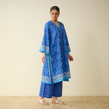 Meera Mulmul Cotton Kurta Set - Jaipuri Blue