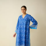 Meera Mulmul Cotton Kurta Set - Jaipuri Blue