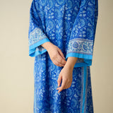 Meera Mulmul Cotton Kurta Set - Jaipuri Blue