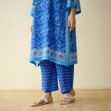 Meera Mulmul Cotton Kurta Set - Jaipuri Blue