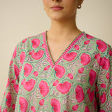 Meera Mulmul Cotton Kurta Set - Sage Green