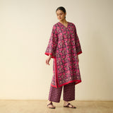 Meera Mulmul Cotton Kurta Set - Purple