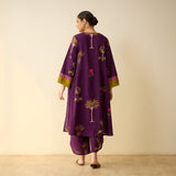 Rani Bagh Mulmul Cotton Kurta Set - Purple Tulip