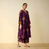 Rani Bagh Mulmul Cotton Kurta Set - Purple Tulip