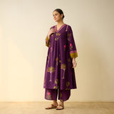 Rani Bagh Mulmul Cotton Kurta Set - Purple Tulip