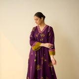 Rani Bagh Mulmul Cotton Kurta Set - Purple Tulip