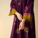 Rani Bagh Mulmul Cotton Kurta Set - Purple Tulip