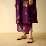 Rani Bagh Mulmul Cotton Kurta Set - Purple Tulip