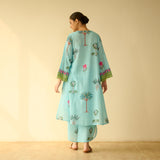 Rani Bagh Fine Slub Cotton Kurta Set - Sky Blue