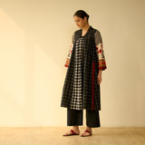Sangria Fine Slub Cotton Kurta - Black