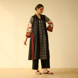 Sangria Fine Slub Cotton Kurta - Black