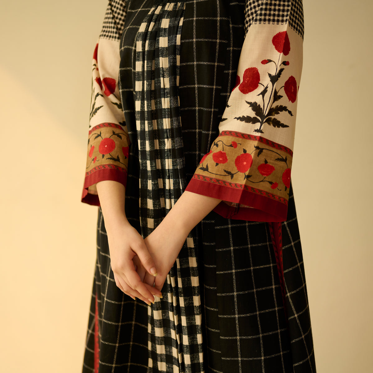 Sangria Fine Slub Cotton Kurta - Black