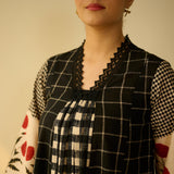 Sangria Fine Slub Cotton Kurta - Black