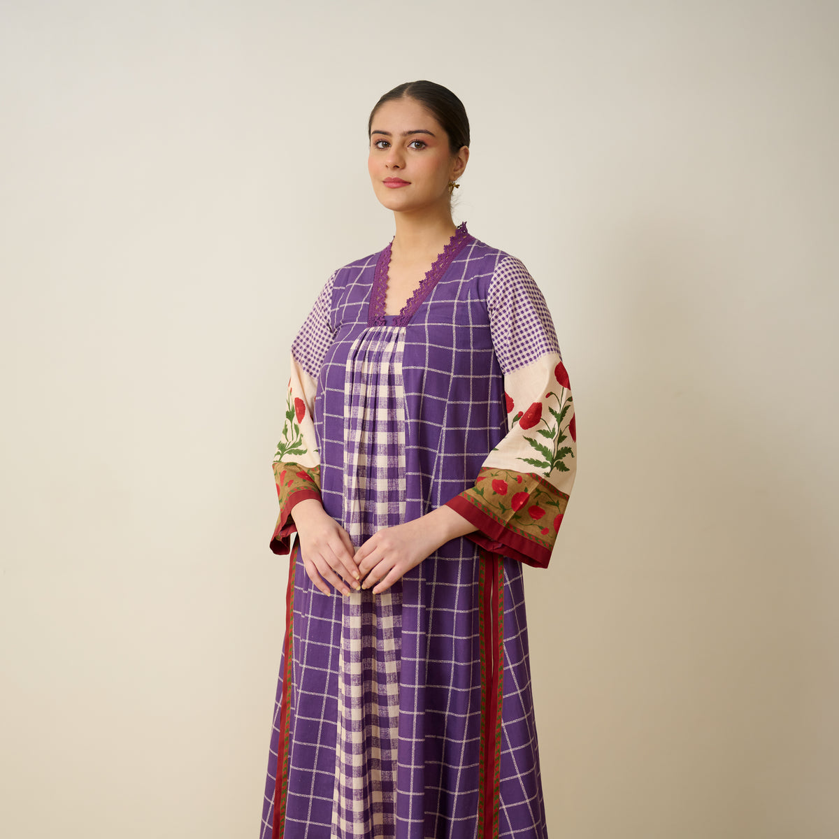 Sangria Fine Slub Cotton Kurta - Purple