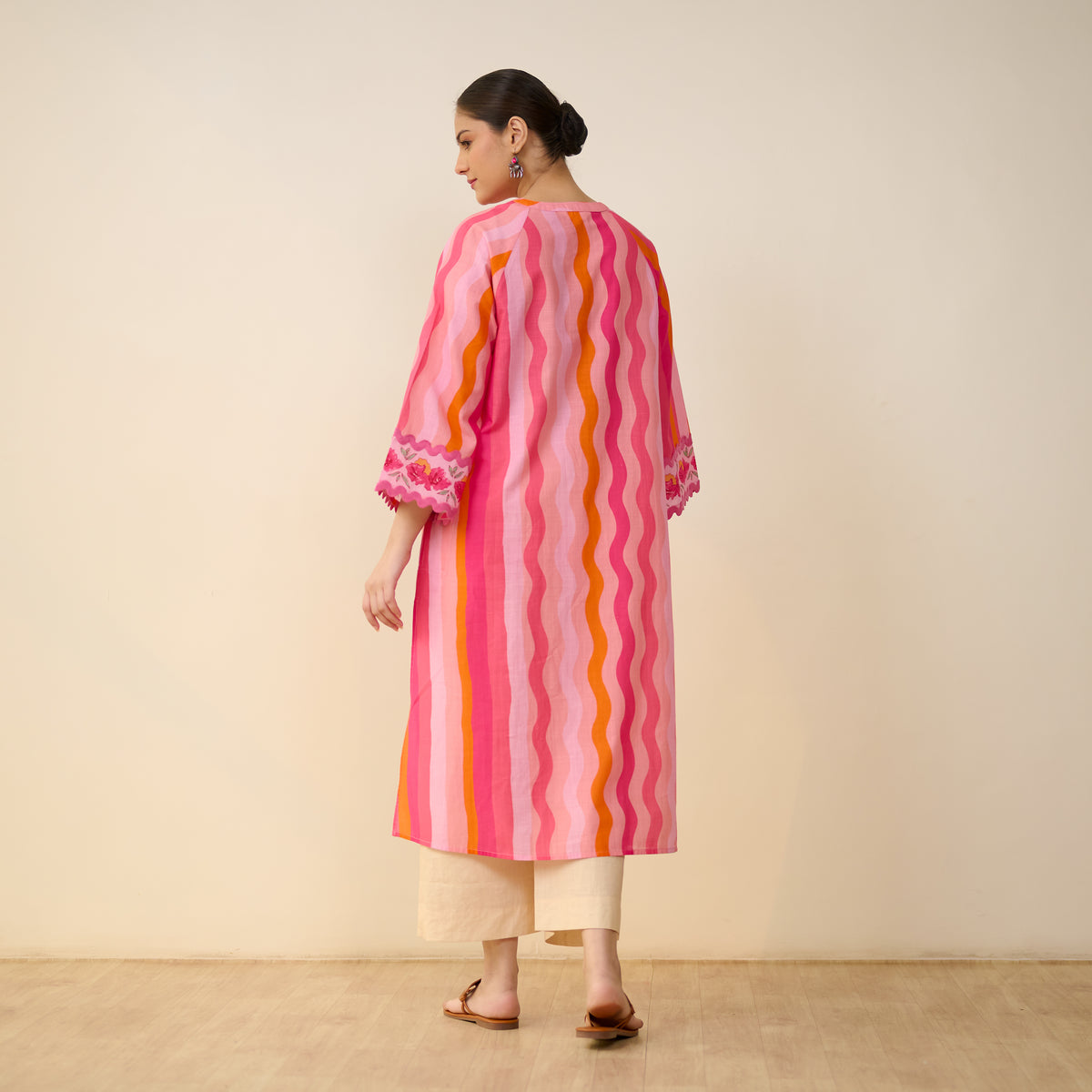 Bohemian Cotton Slub Breeze Kurta - Hues of Pink