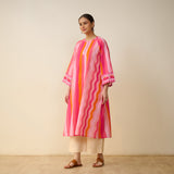Bohemian Cotton Slub Breeze Kurta - Hues of Pink
