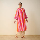 Bohemian Cotton Slub Breeze Kurta - Hues of Pink