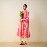 Bohemian Cotton Slub Breeze Kurta - Hues of Pink