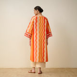 Bohemian Cotton Slub Breeze Kurta - Hues of Orange