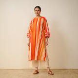 Bohemian Cotton Slub Breeze Kurta - Hues of Orange