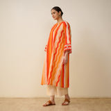 Bohemian Cotton Slub Breeze Kurta - Hues of Orange