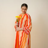 Bohemian Cotton Slub Breeze Kurta - Hues of Orange