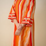 Bohemian Cotton Slub Breeze Kurta - Hues of Orange