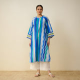 Bohemian Cotton Slub Breeze Kurta - Hues of Blue