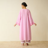 Countryside Seersucker Cotton Kurta Set - Baby Pink