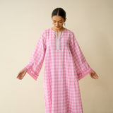 Countryside Seersucker Cotton Kurta Set - Baby Pink