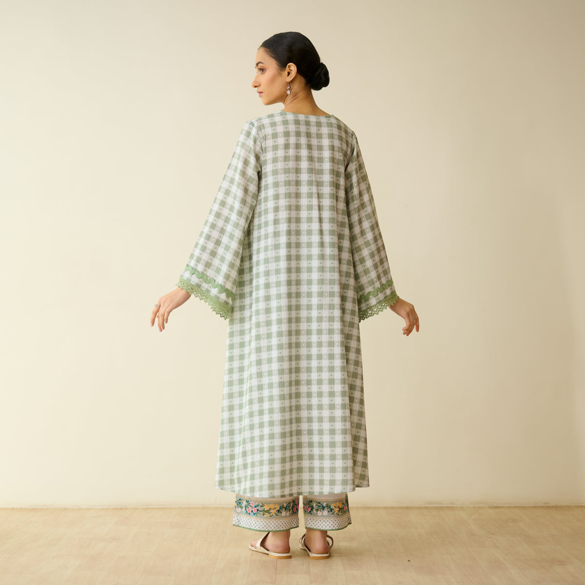 Countryside Seersucker Cotton Kurta Set - Pista Green